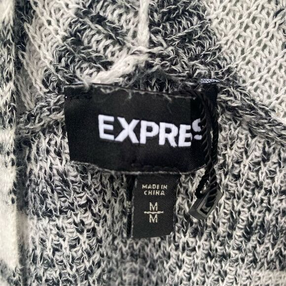 Express Women's Black & White Striped Open Front Cardigan Sweater Size M - Picture 5 of 7